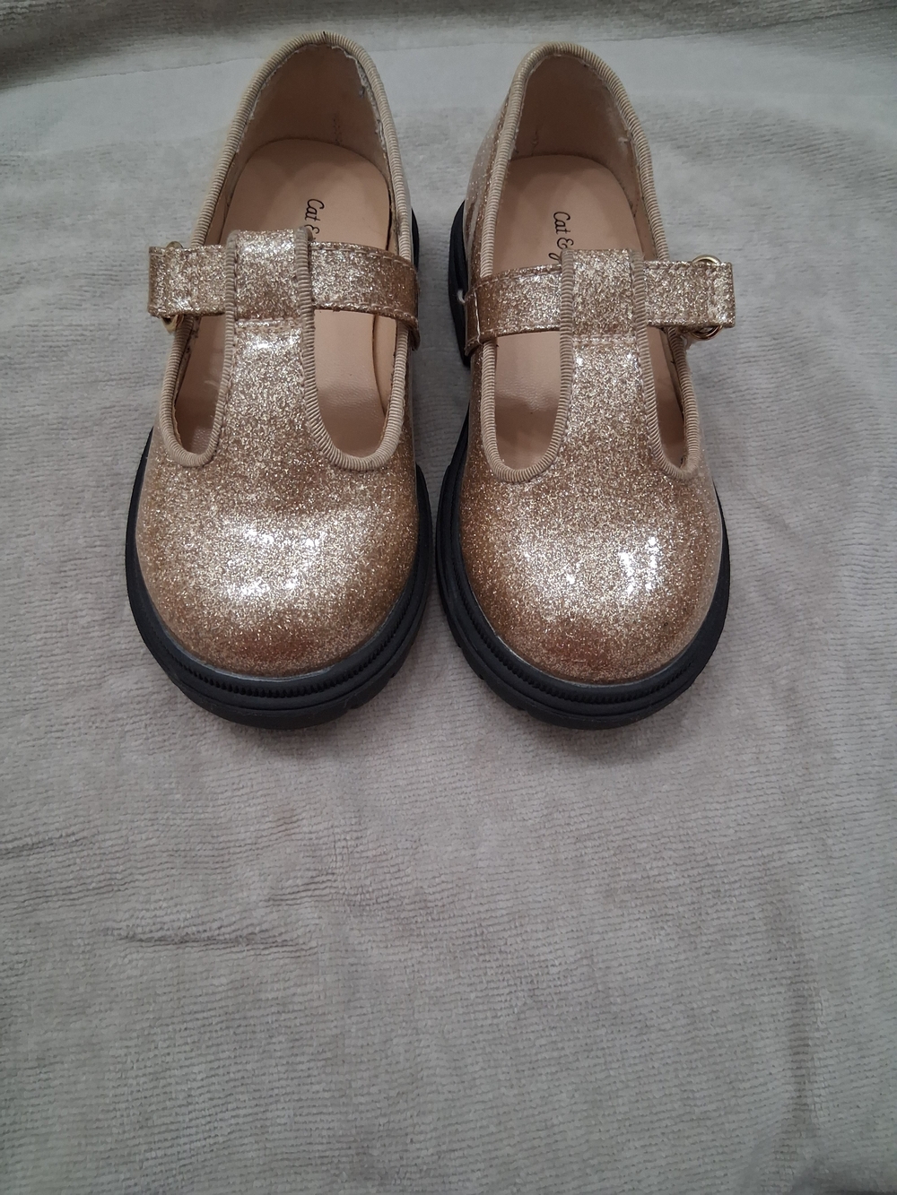 Cat & Jack Glitter T-Strap Mary Jane Shoes - Gold